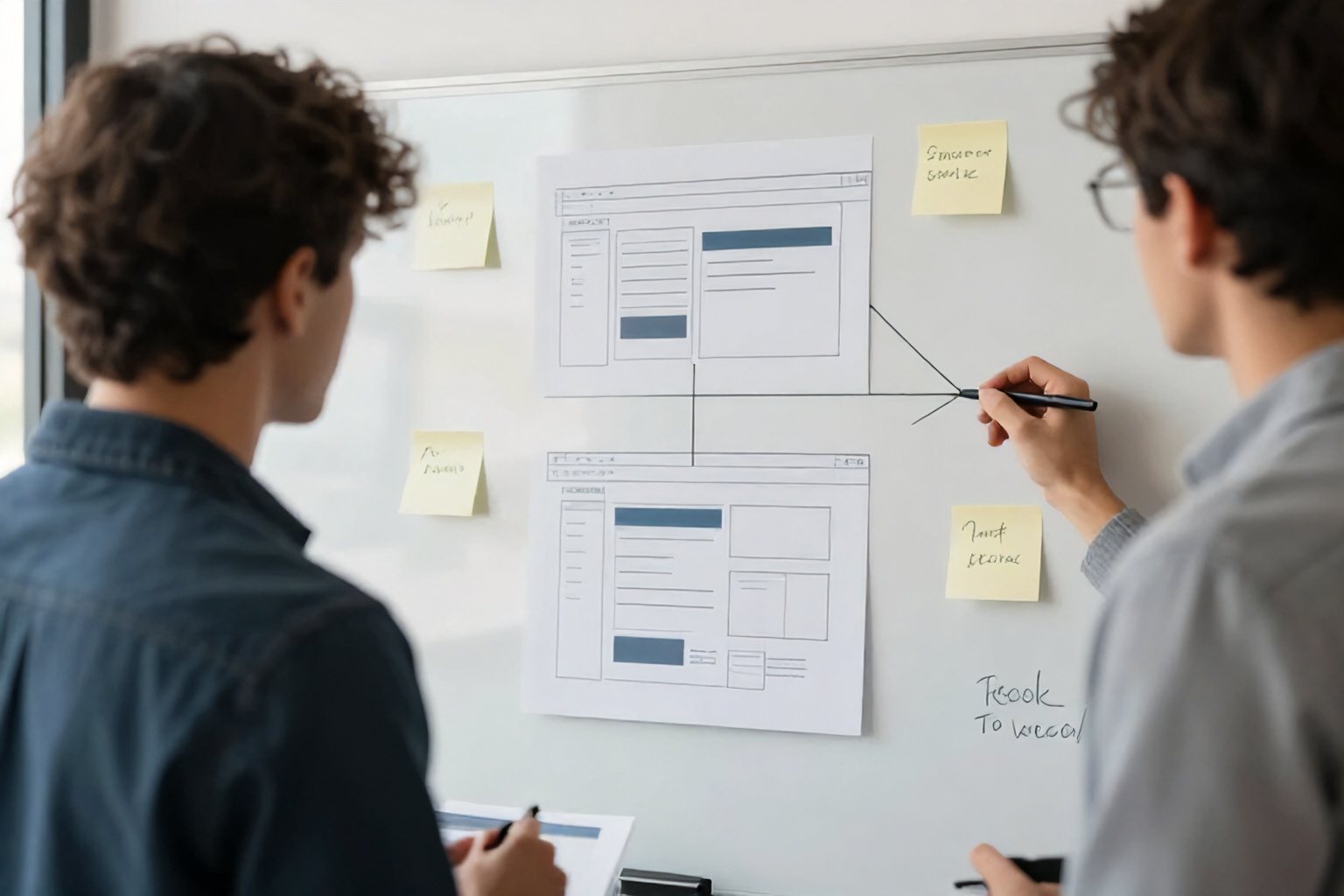 Team al lavoro sulla struttura delle pagine di un sito web