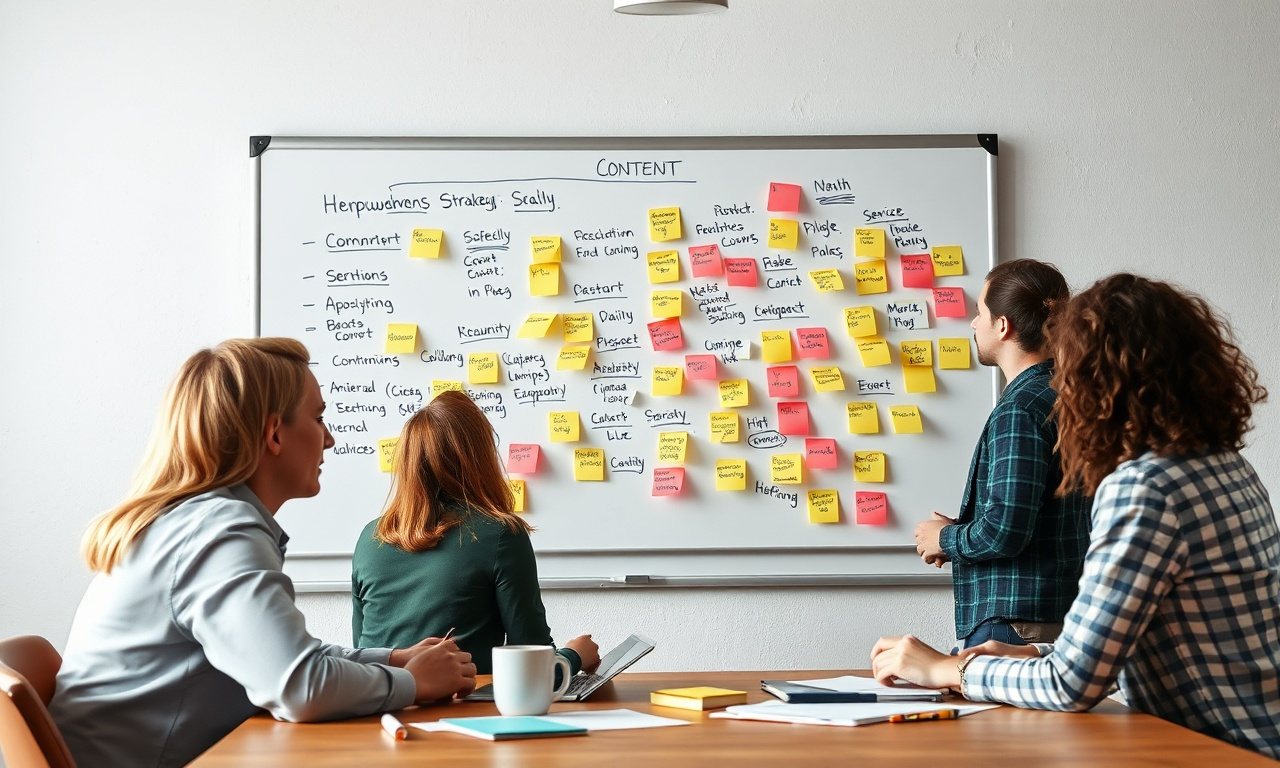 Team al lavoro sulla strategia dei contenuti e delle parole chiave